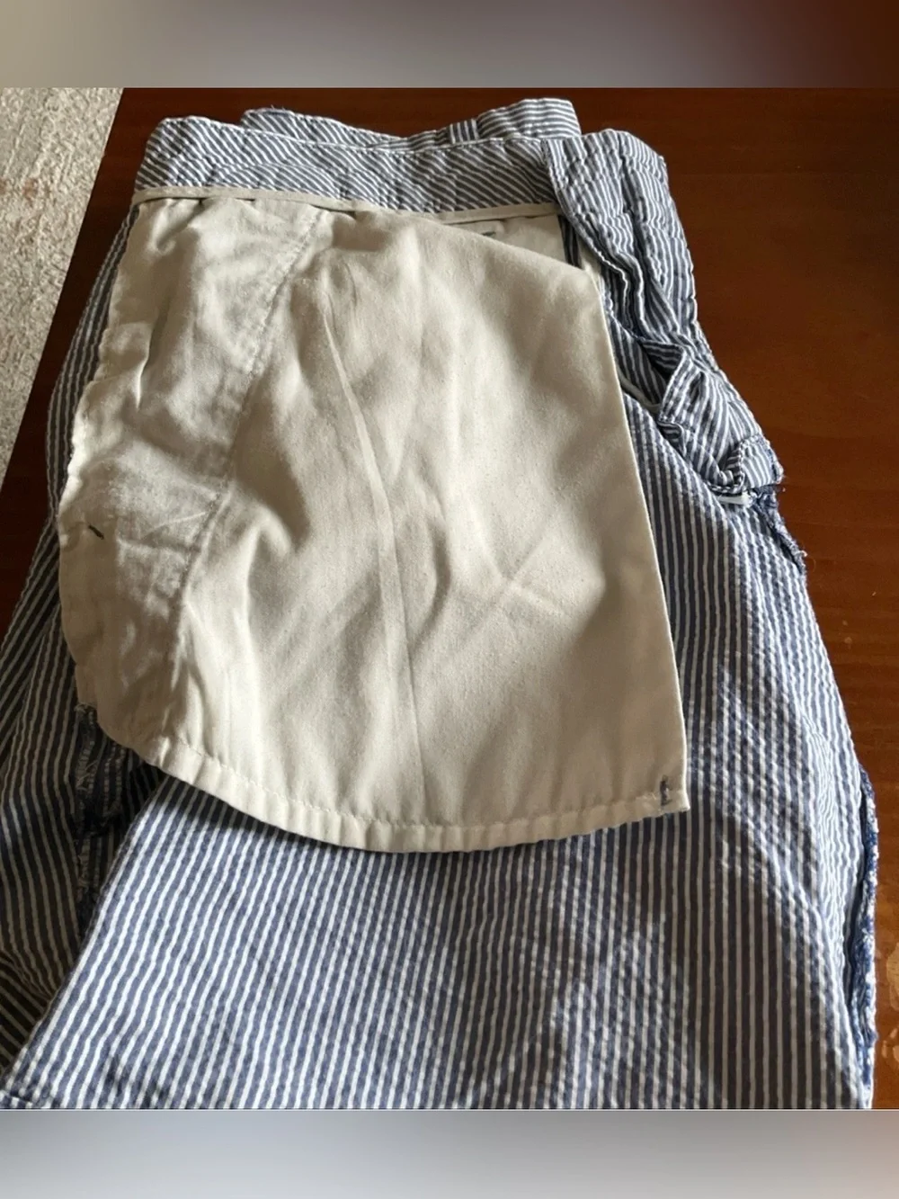 Banana Republic Men’s Aiden Chino Blue and White Striped Flat-Front Shorts